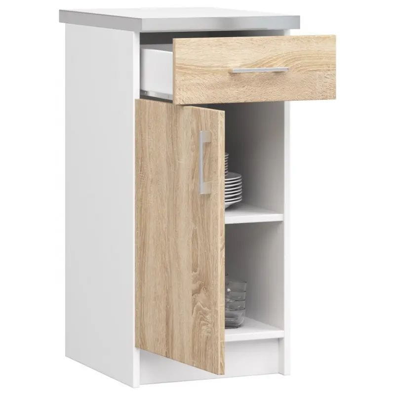 Szafka kuchenna, z blatem, SARA, 40x46x85 cm, biel, dąb sonoma, mat