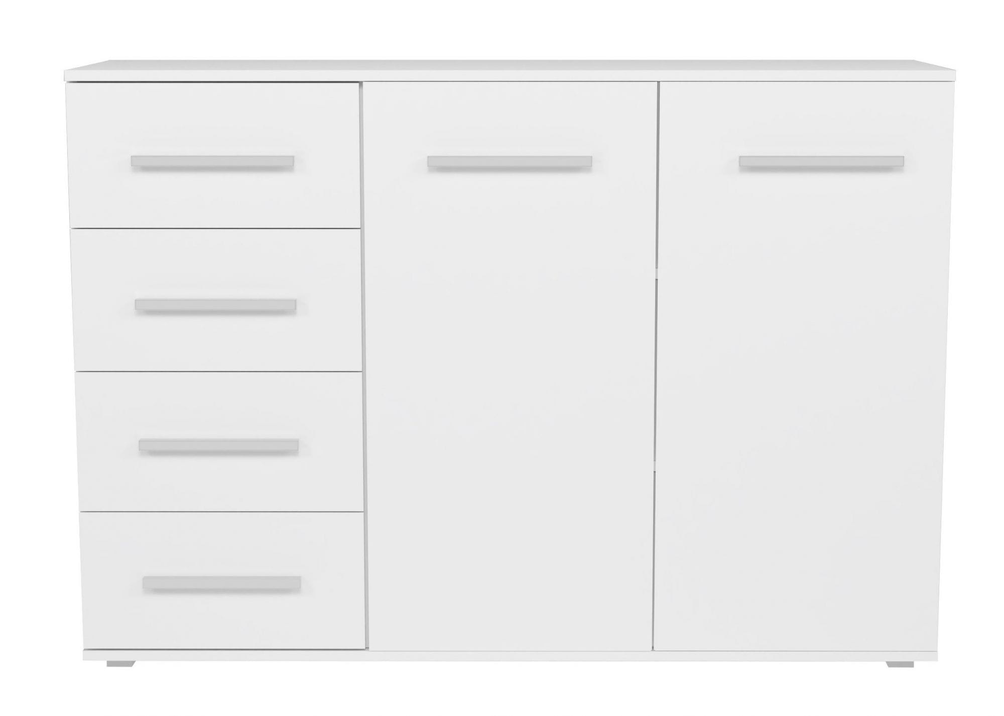 Duża komoda do sypialni, Toledo, 135x40x95 cm, biel, mat