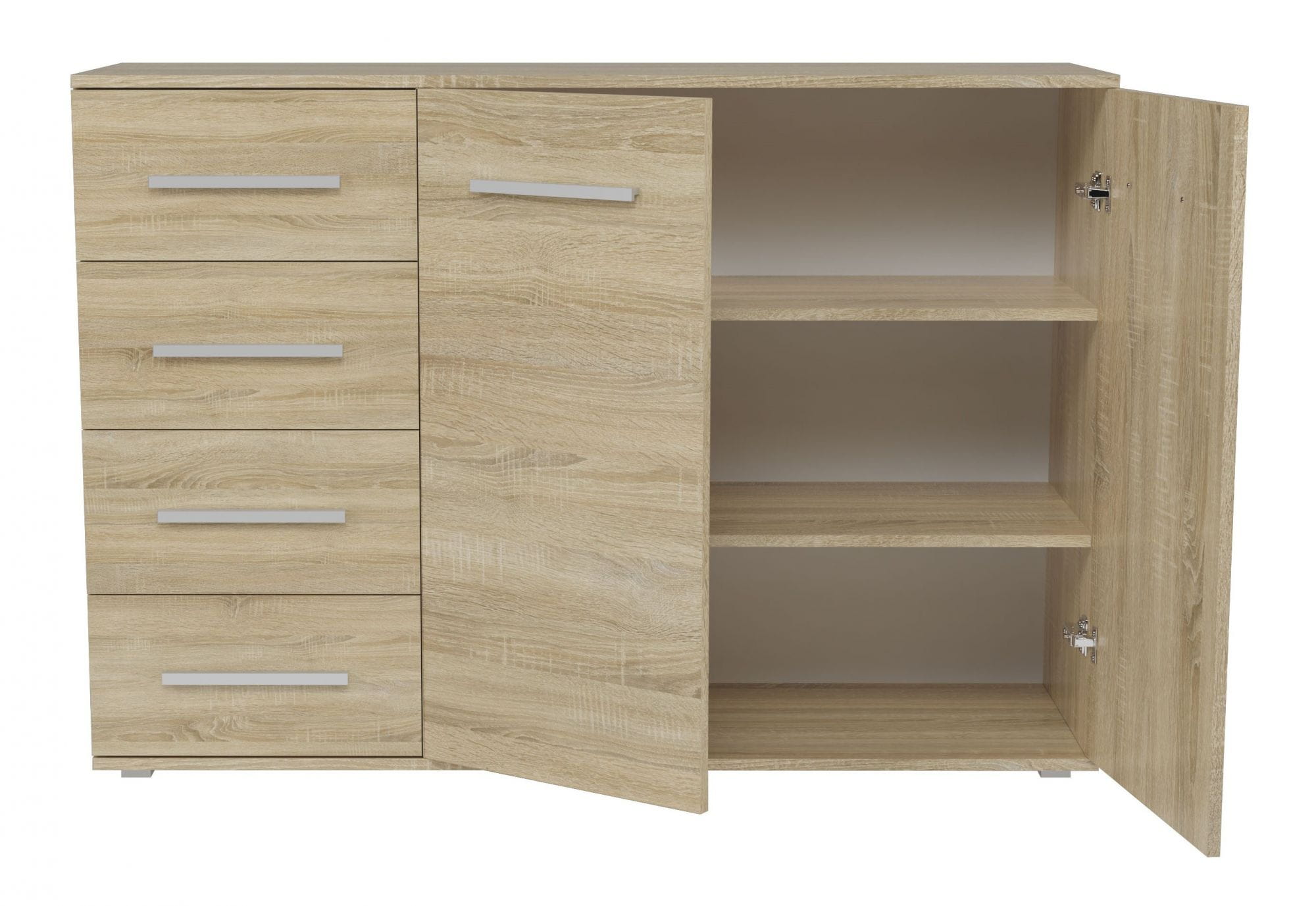 Duża komoda do sypialni, Toledo, 135x40x95 cm, dąb sonoma, mat