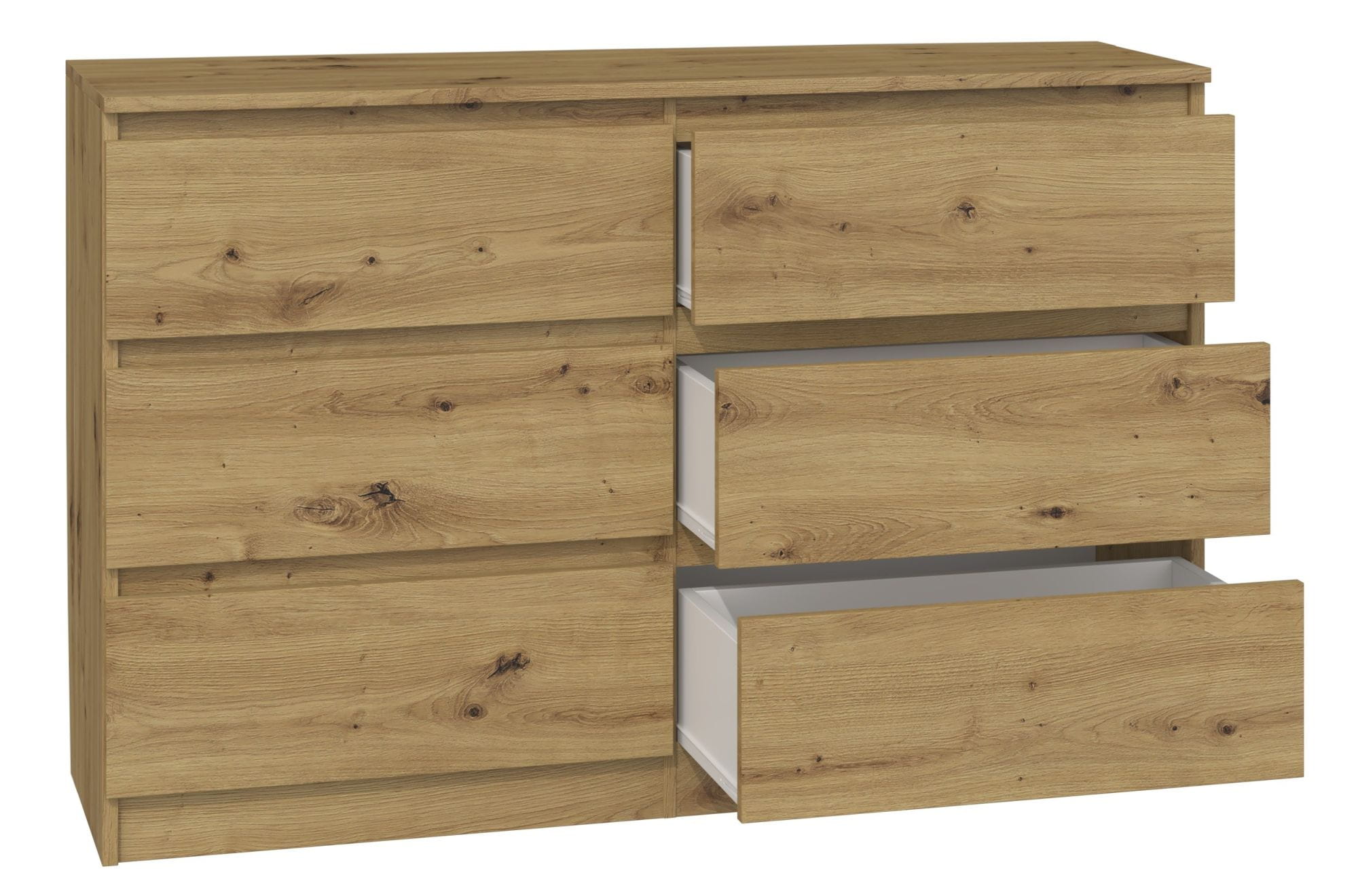 Komoda do sypialni, salonu, M6, 120x30x77cm, dąb artisan