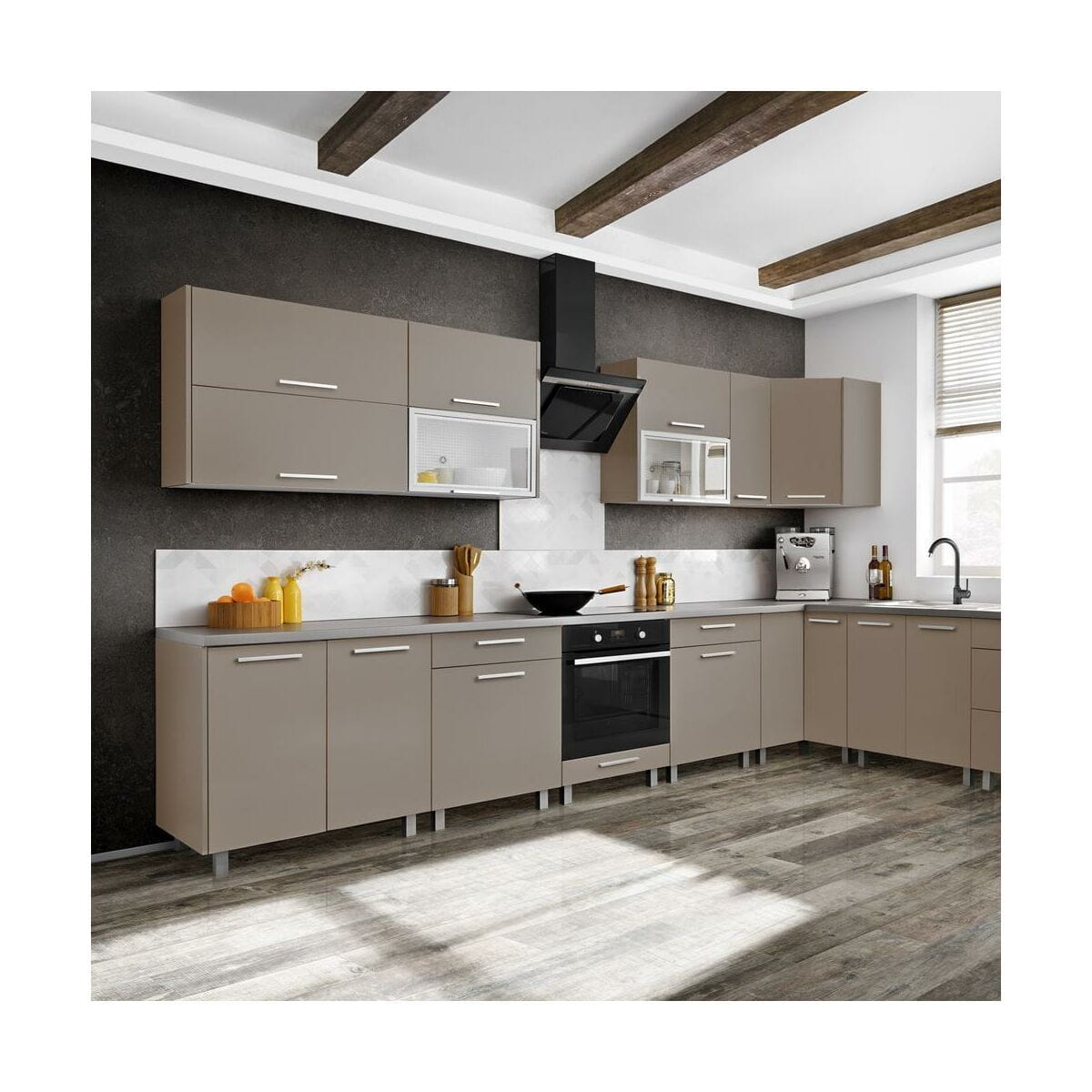 Szafka kuchenna stojąca, wąska, AMARO, 40x58x81 cm, biel, beżowy, mat