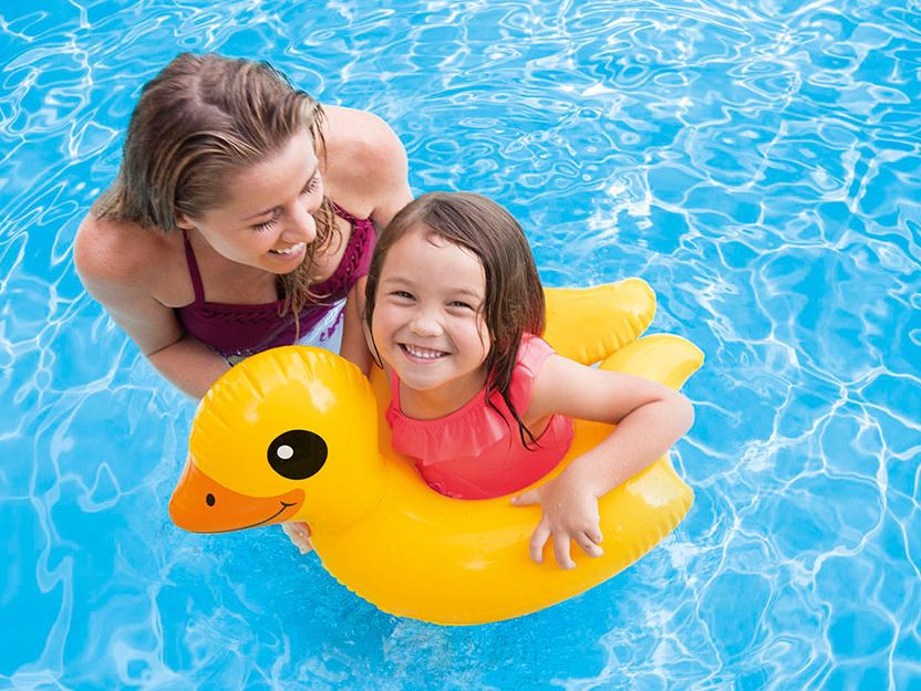 Kółko do pływania na basen, kaczka, Intex, 62x57 cm, żółty