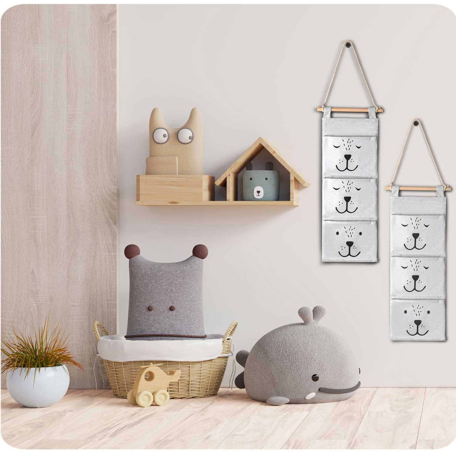 Organizer wiszący na zabawki, Nukido, szary