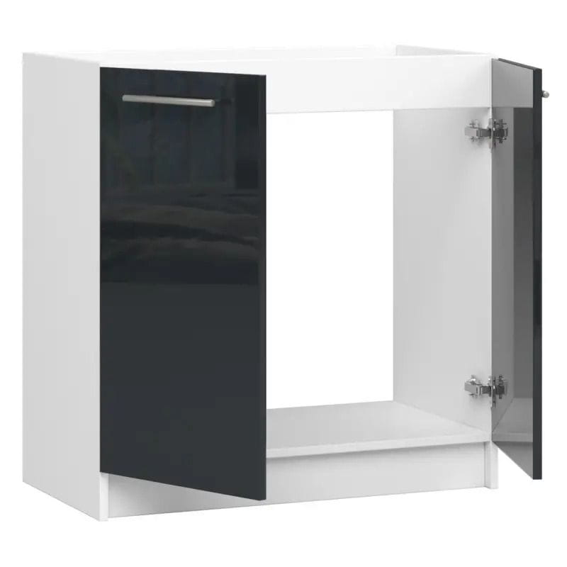 Szafka pod zlewozmywak, KLARA, 80x46x82 cm, biały, grafit, połysk