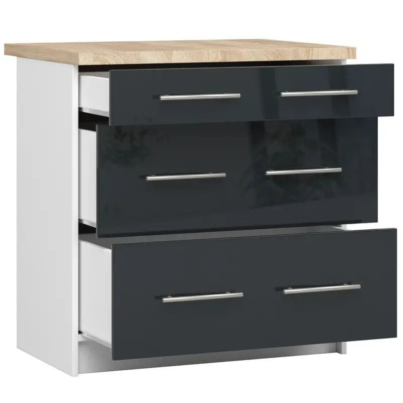 Szafka kuchenna z blatem, KLARA, 80x60x85 cm, biały, grafit, połysk