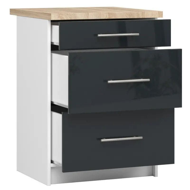 Szafka dolna z blatem, stojąca, KLARA, 60x60x85 cm, biały, grafit, połysk