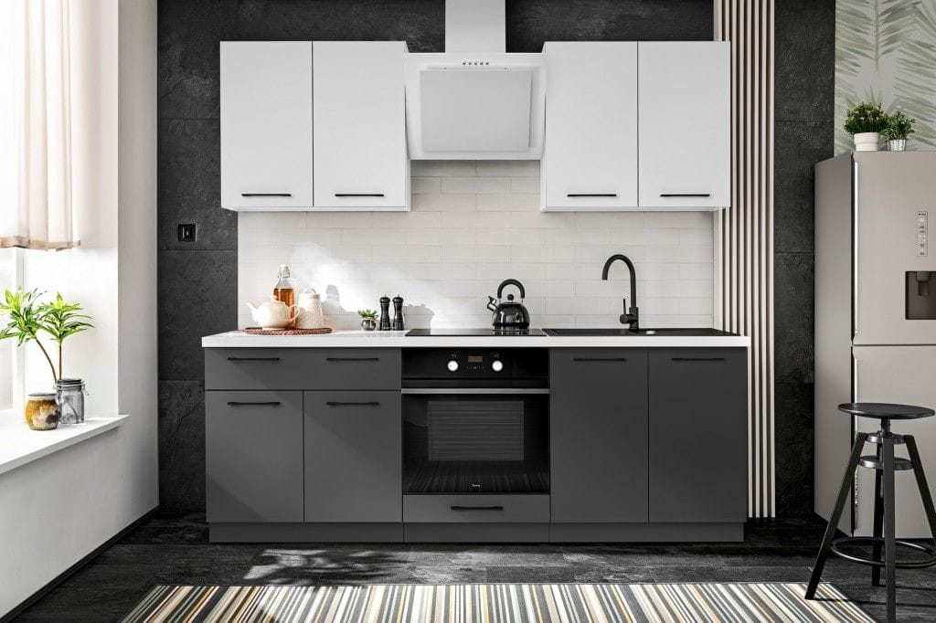 Szafka kuchenna z szufladą, Frida, 40x45x81 cm, szary grafit, mat