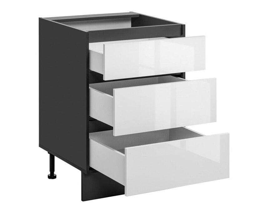 Szafka kuchenna z szufladami, Dalia, 60x56x87 cm, biały, grafit, połysk