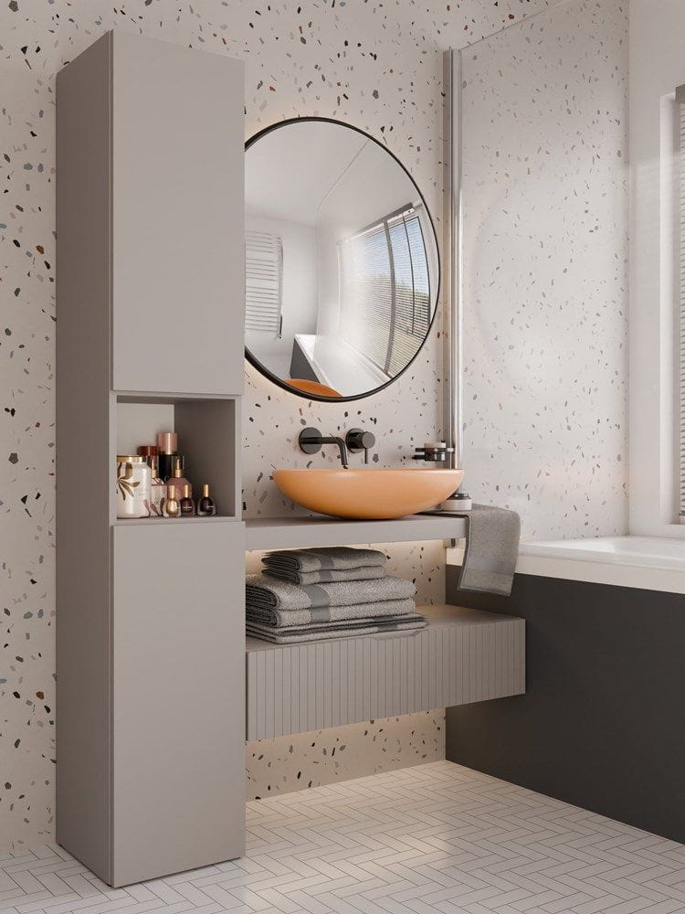 Słupek łazienkowy, wysoki, Nel I, 31x30x174 cm, szary, mat