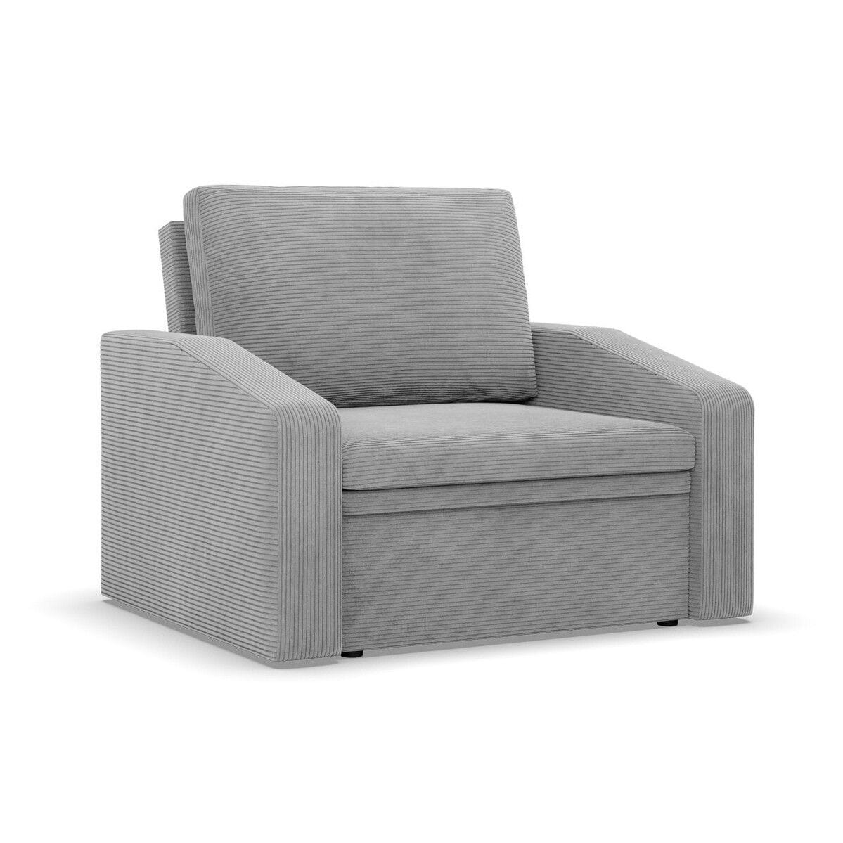 Fotel z funkcją spania, Punto, sztruks, 108x87x80 cm, jasny szary