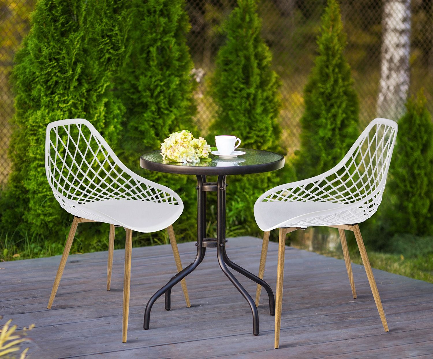 Zestaw 4 sztuk, krzesło ogrodowe, ARANDA, boho, 48x55x81 cm, białe