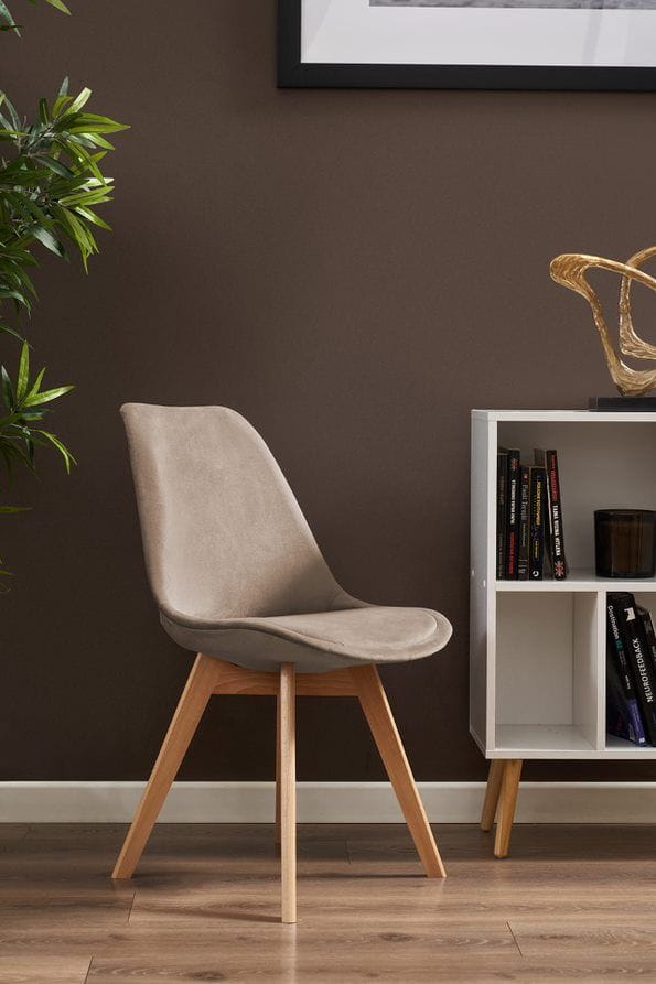 Krzesło tapicerowane, welurowe, ELANO, 49x34x82 cm, beżowe