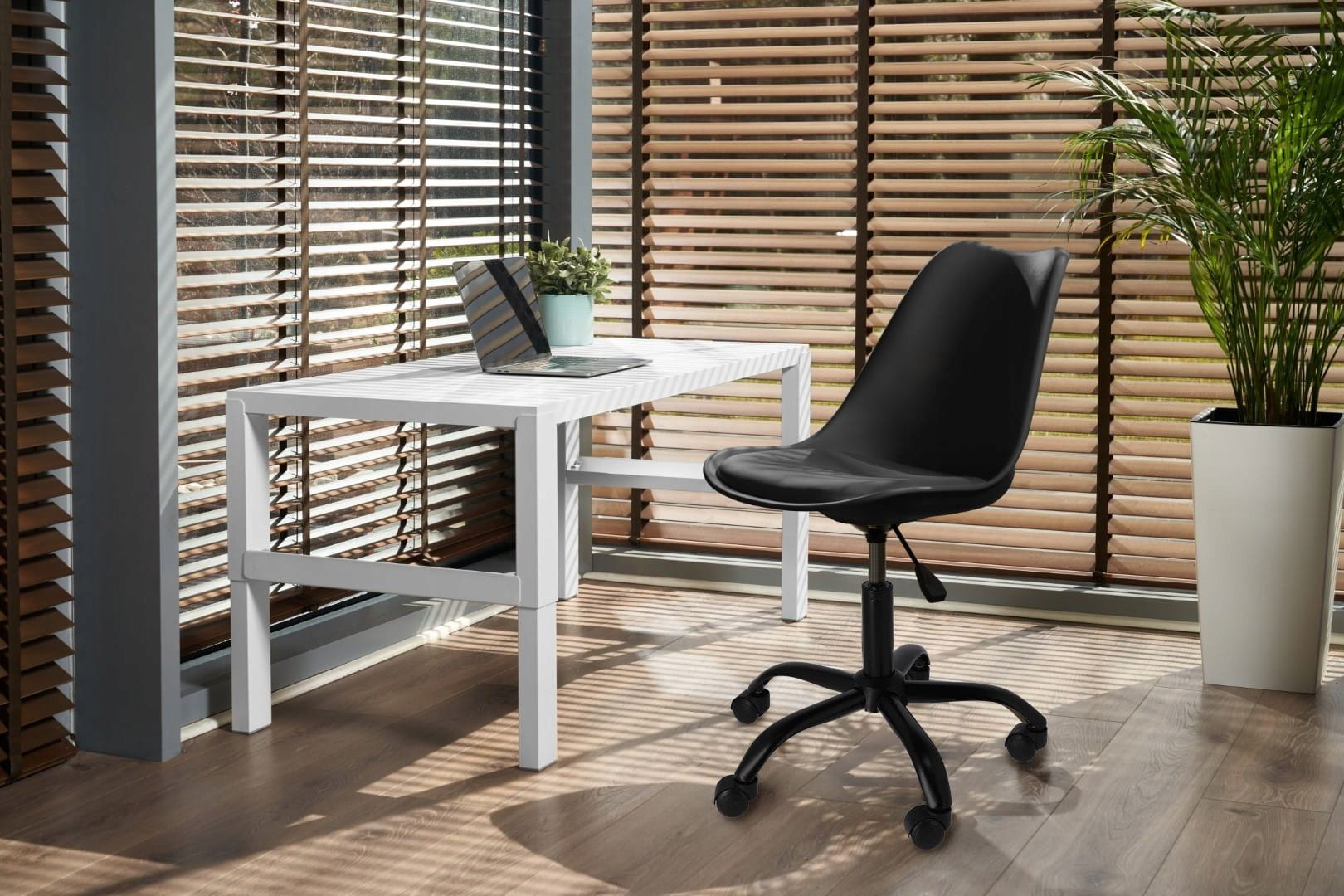 Krzesło obrotowe, IGER, siedzisko ekoskóra, czarna podstawa