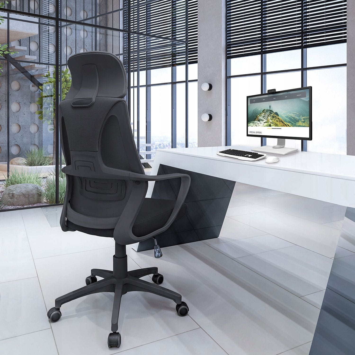 Fotel ergonomiczny, biurowy, LINDO, czarny