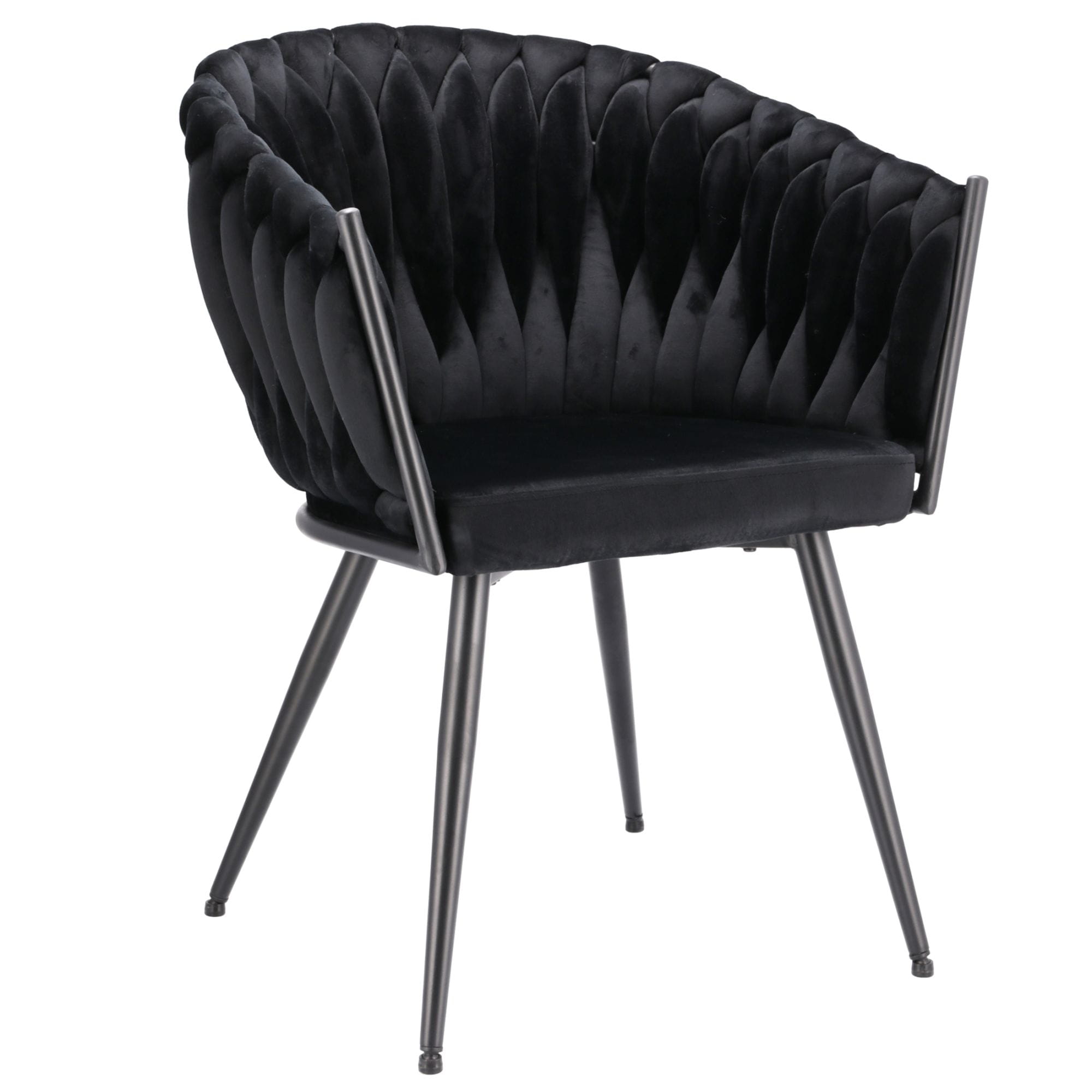 Krzesło welurowe, VASCO, jadalnia, czarne, nogi czarne