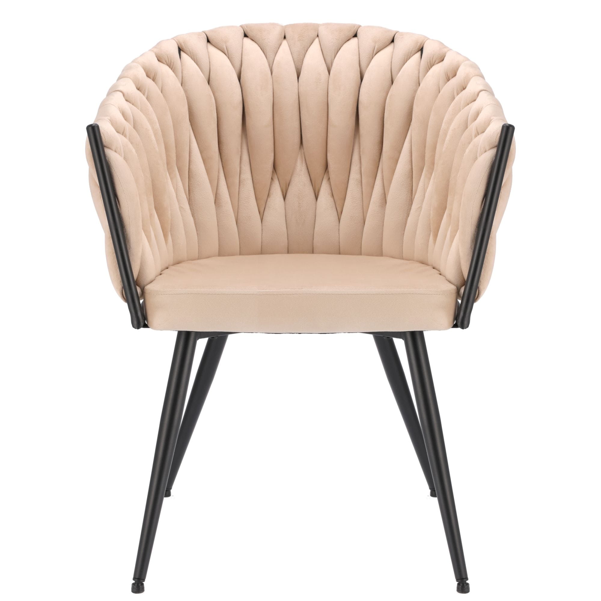 Krzesło welurowe, VASCO, jadalnia, beżowe, nogi czarne